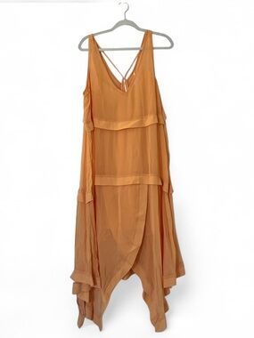 Anthropologie Orange Layered Maxi Sundress
